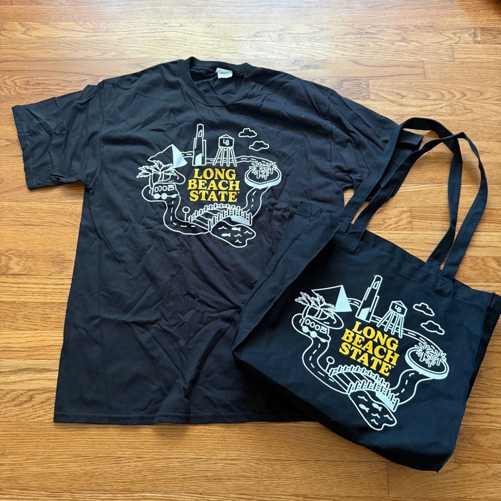 CSULB Long Beach State college tshirt and tote swag